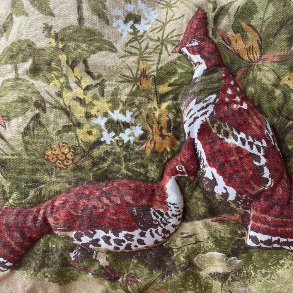 Vintage quilted  pheasant pillow cover- rustic farmhouse chic!